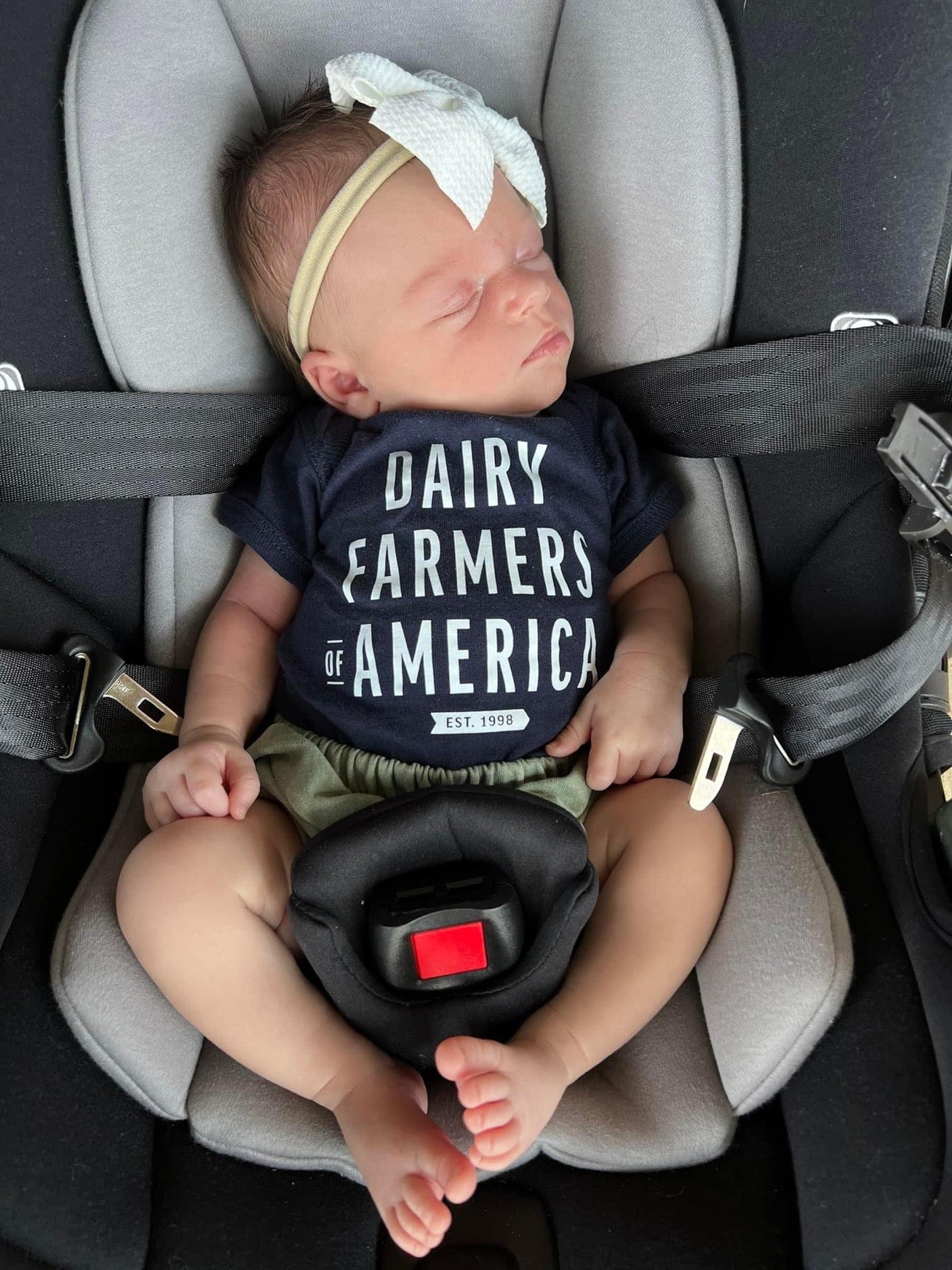 "DAIRY FARMERS OF AMERICA, est. 1998" infant onesie