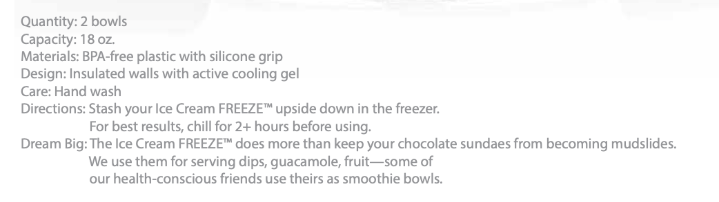 FREEZE Ice Cream Bowls