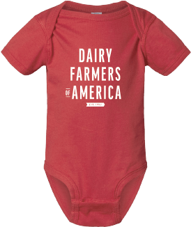 "DAIRY FARMERS OF AMERICA, est. 1998" infant onesie