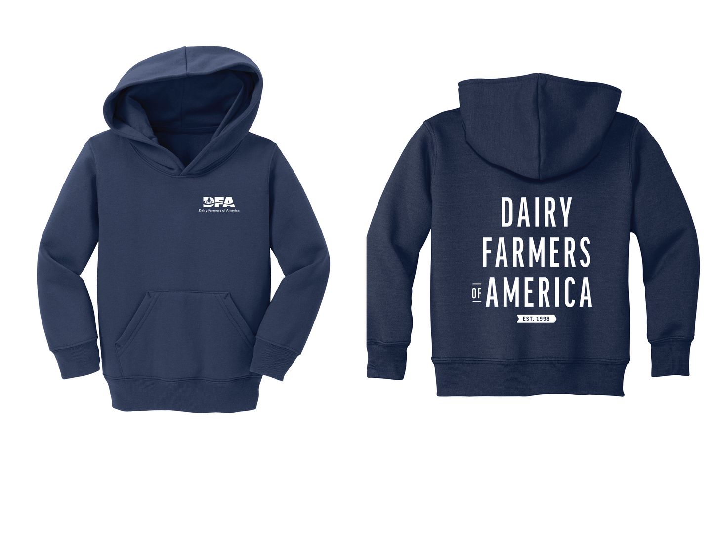 "DAIRY FARMERS OF AMERICA, est. 1998" toddler sweatshirt hoodie