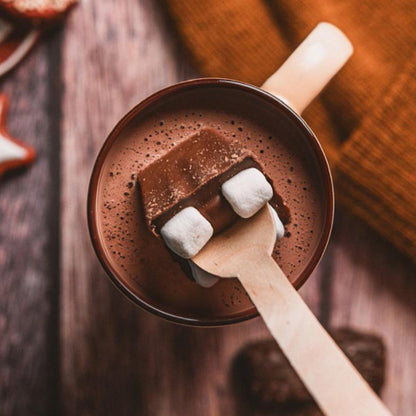 Hot Chocolate Tumbler, chocolate spoon and sugar cookie cubes.