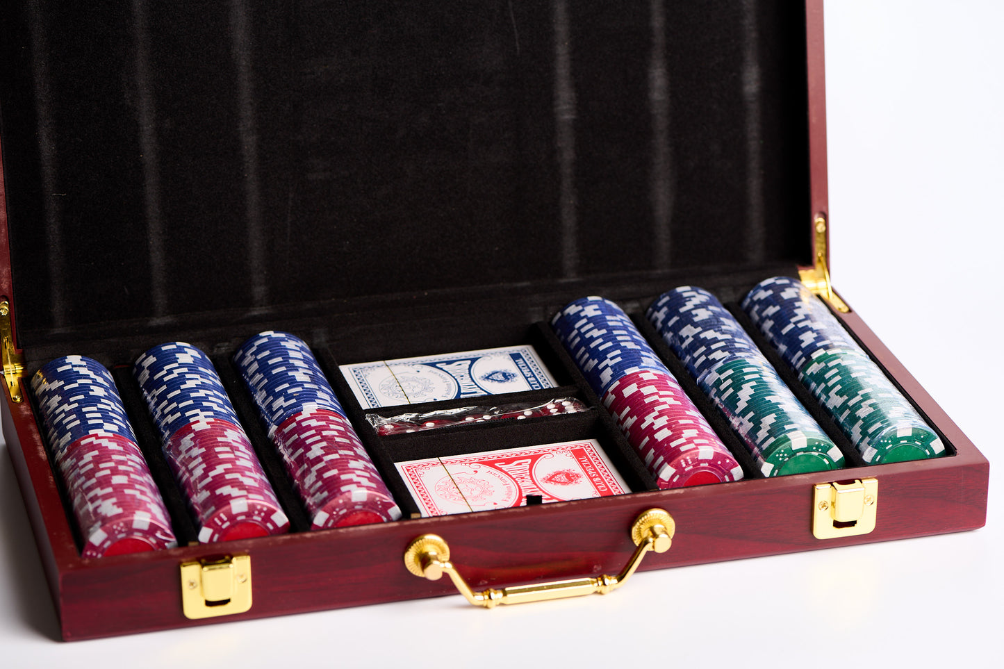 300-chip poker set with rosewood finish