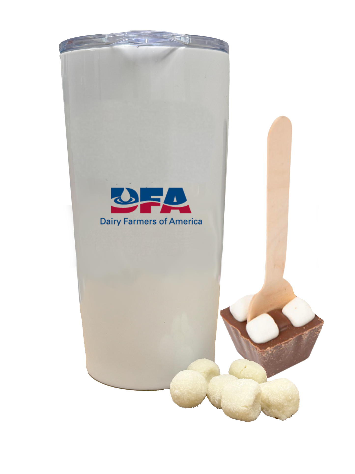 Pre Order Hot Chocolate Tumbler, chocolate spoon and sugar cookie cubes.