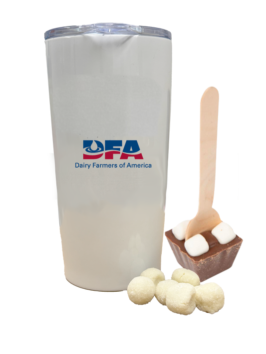 Pre Order Hot Chocolate Tumbler, chocolate spoon and sugar cookie cubes.