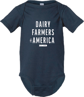 "DAIRY FARMERS OF AMERICA, est. 1998" infant onesie