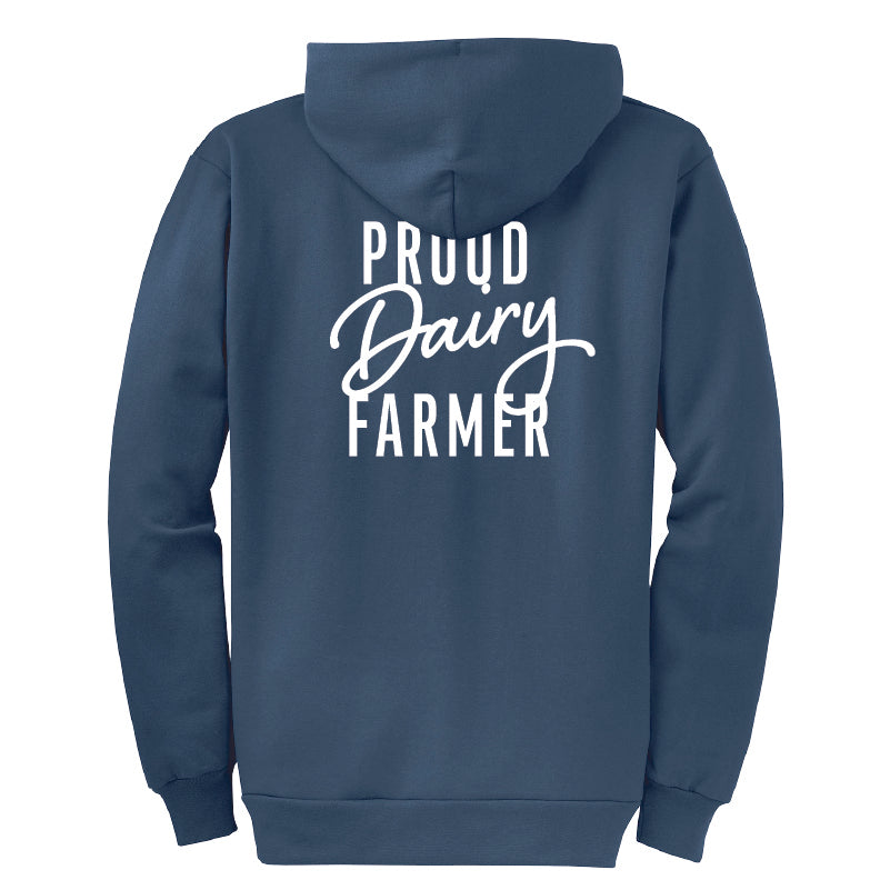 "Proud dairy farmer" full-zip sweatshirt hoodie