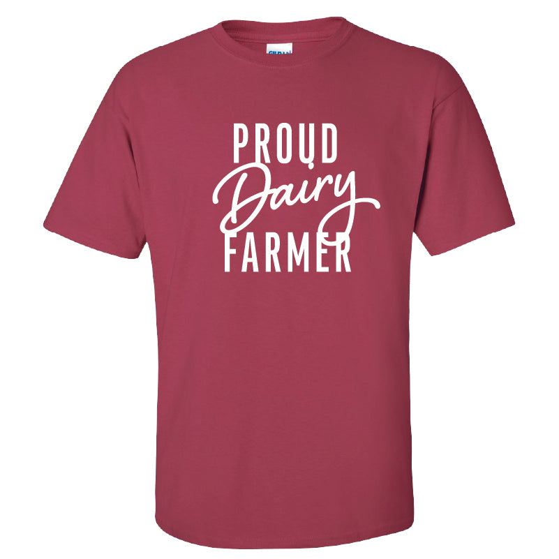 "Proud dairy farmer" short-sleeve t-shirt