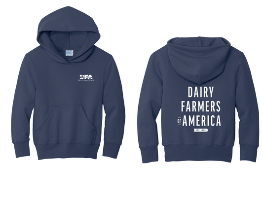 "DAIRY FARMERS OF AMERICA, est. 1998" youth sweatshirt hoodie