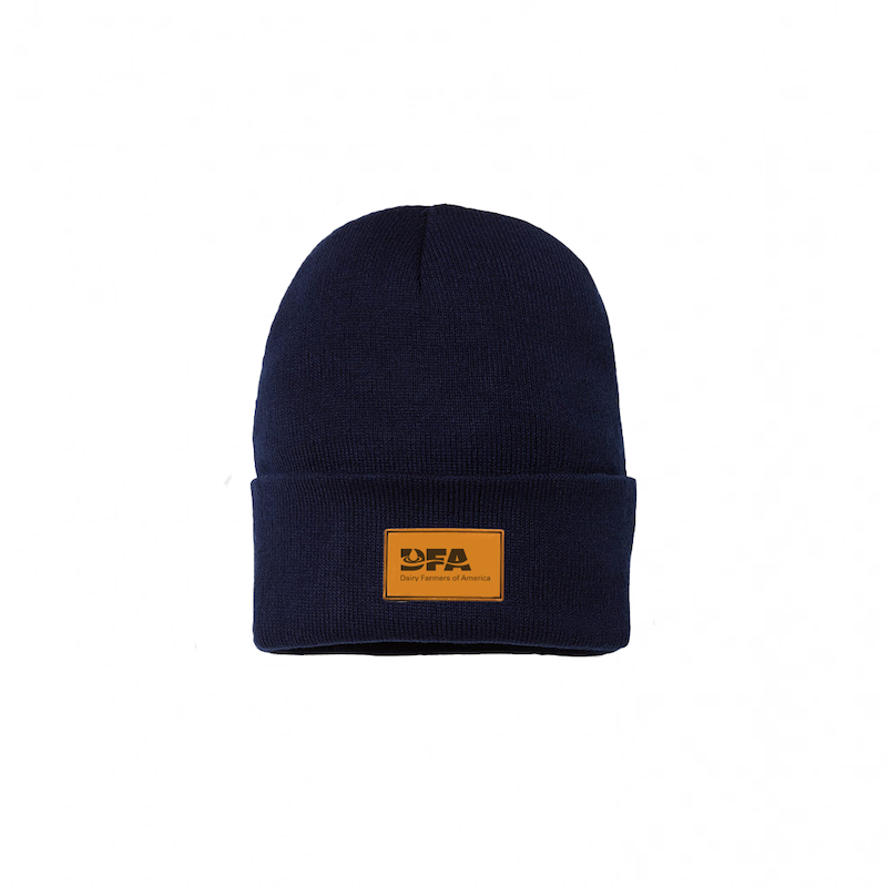 Beanie with leather patch